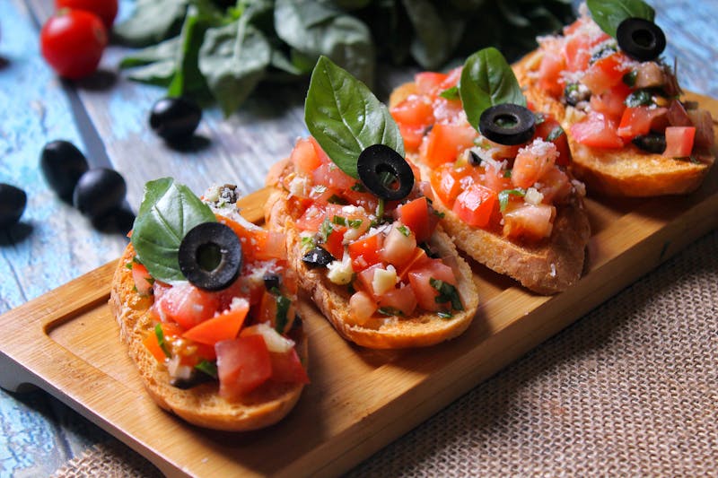 Burrata Bruschetta with fresh tomatoes and basil
